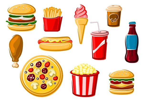 Fast food and beverage icons — Stock Vector