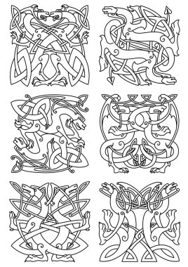 Celtic knot pattern with tribal dragons