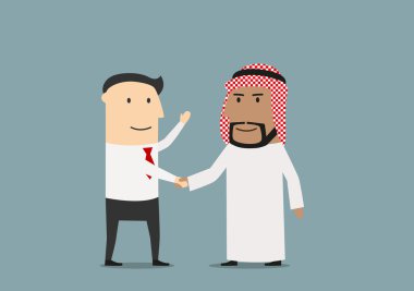 Handshake of european and arab businessmen 