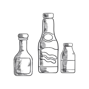 Ketchup, mustard and sea salt condiments 