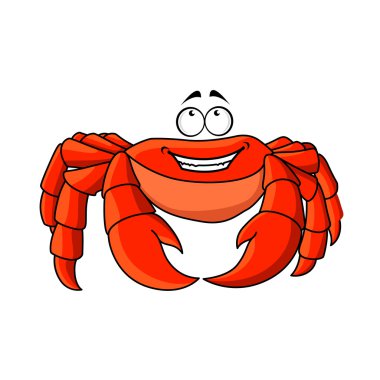 Friendly cartoon red crab with large pincers clipart