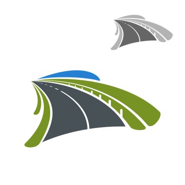Icon of road among green fields 