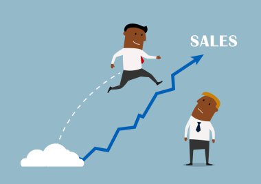 Businessman with a growing sales chart