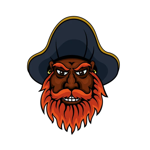 Red bearded cartoon pirate captain — Stock Vector
