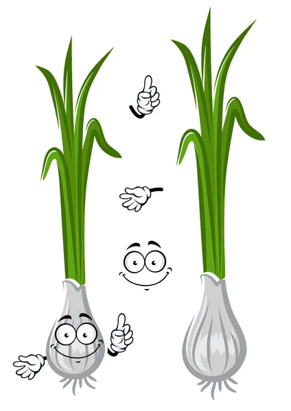 Cartoon healthful green onion vegetable — Stok Vektör