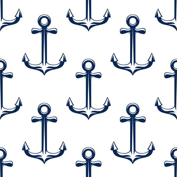 Blue retro marine anchors seamless pattern — Stok Vektör