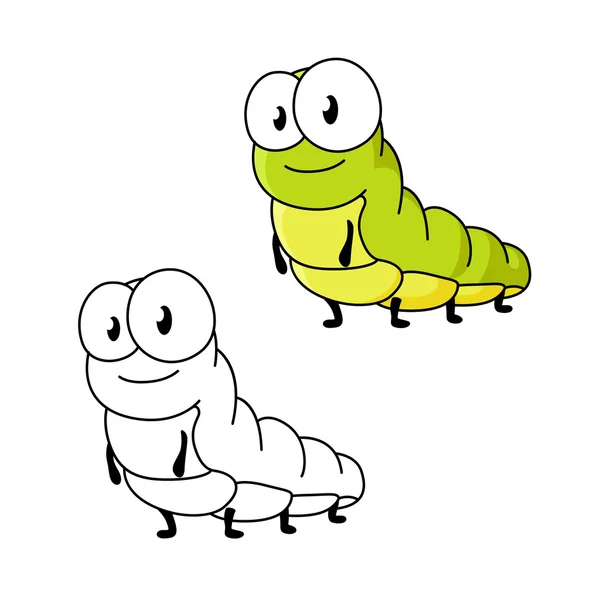 Cartoon green butterfly caterpillar insect — ストックベクタ