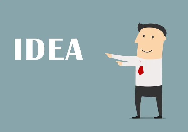 Creative businessman pointing to idea — Stok Vektör