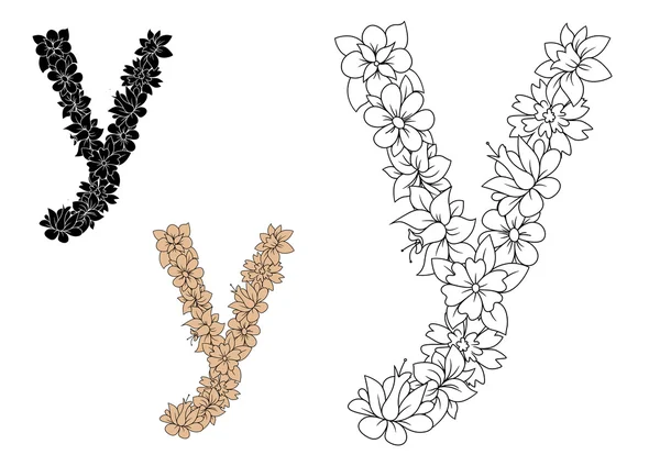 Letter Y with floral motif elements — 图库矢量图片