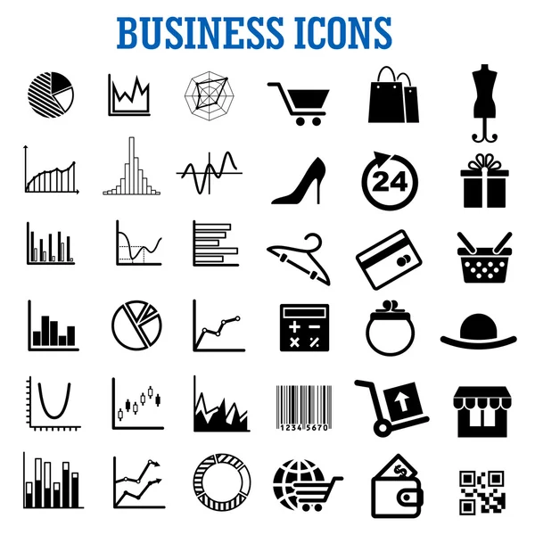 Business, finance, shopping and retail flat icons — Stockvector