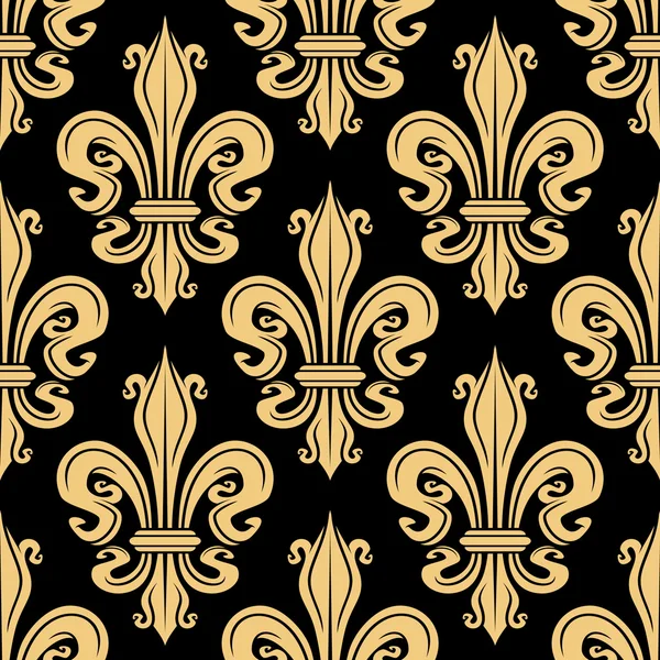 Fleur de lis française dorée motif sans couture — Image vectorielle