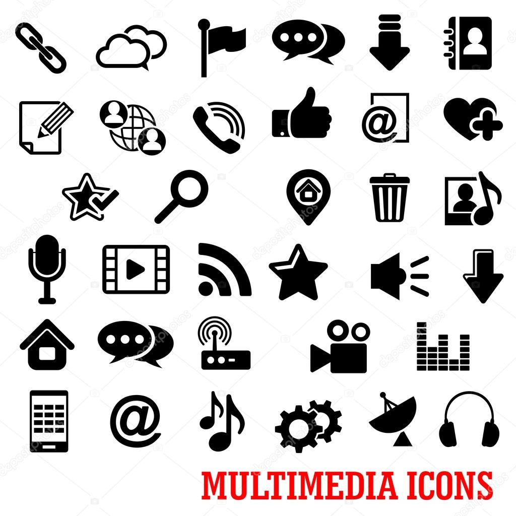 Multimedia and web social media icons