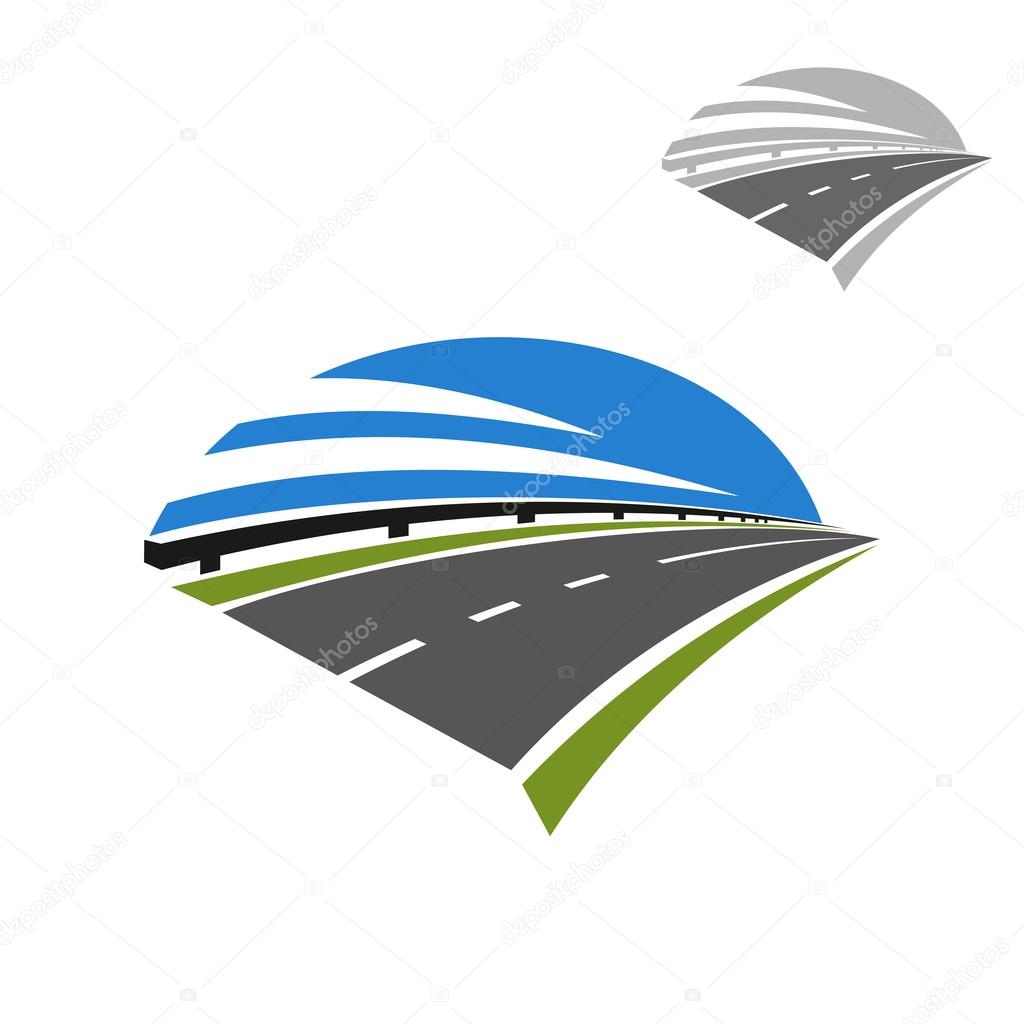 Icon of freeway road under blue sky