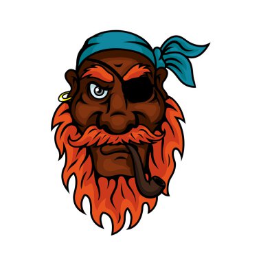 Old pirate with eye patch smoking pipe