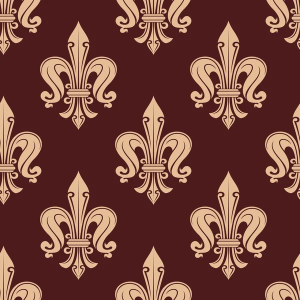 Brown and beige fleur-de-lis floral pattern — Stockvector