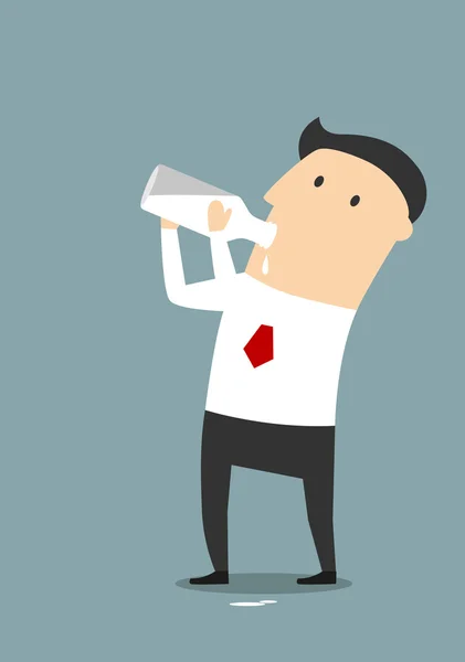 Businessman drinking milk from a bottle — Stockvector