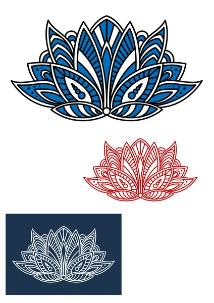 Flor paisley azul com ornamento turco — Vetor de Stock