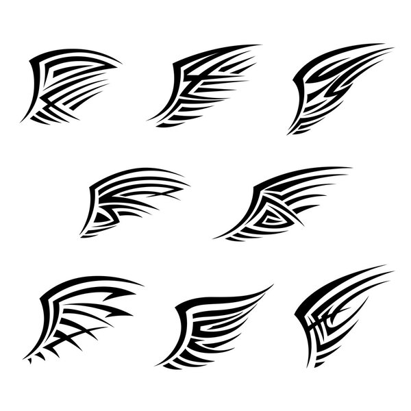 Black wings in tribal tattoo style