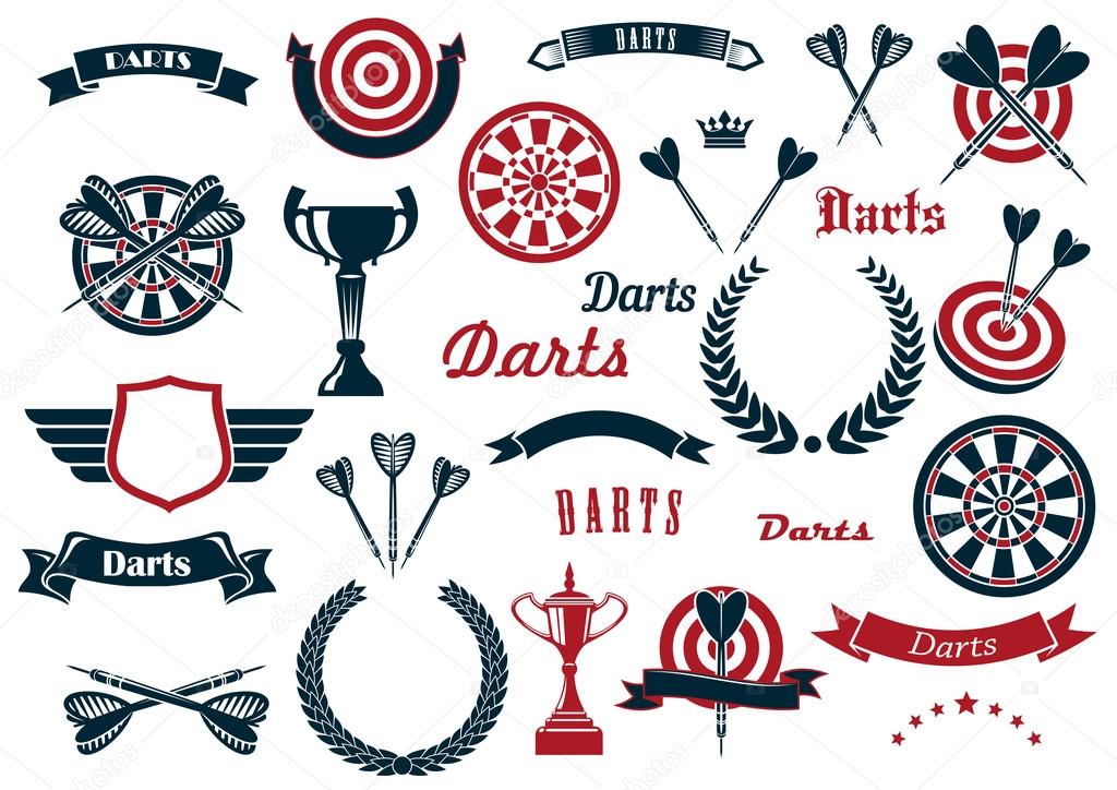 Darts sport game design elements and items