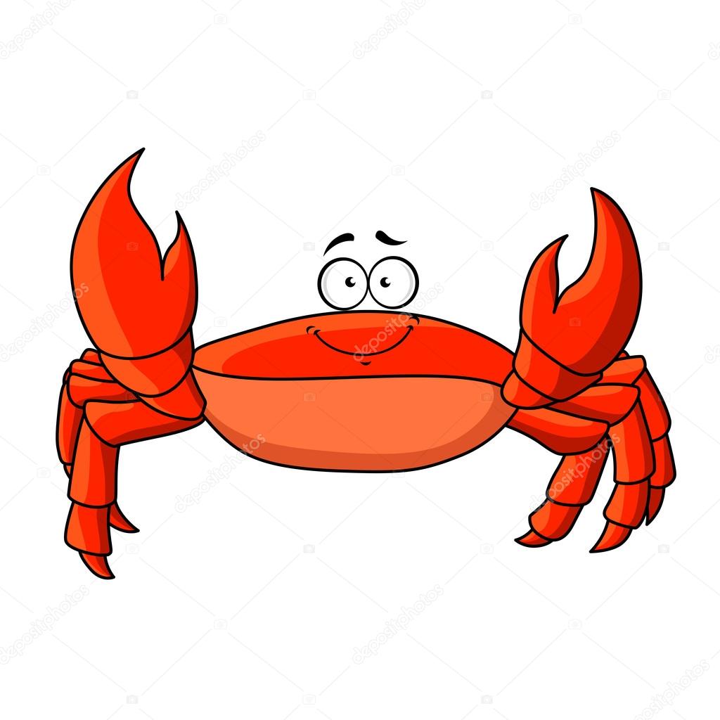 Cartoon red crab with upward claws Stock Vector by ©Seamartini