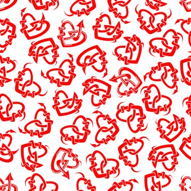 Red heart tattoos seamless pattern