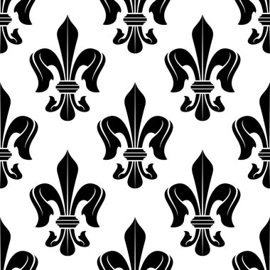 Black and white fleur-de-lis floral pattern