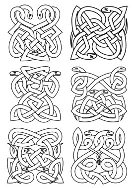 Gothic celtic snakes knot patterns