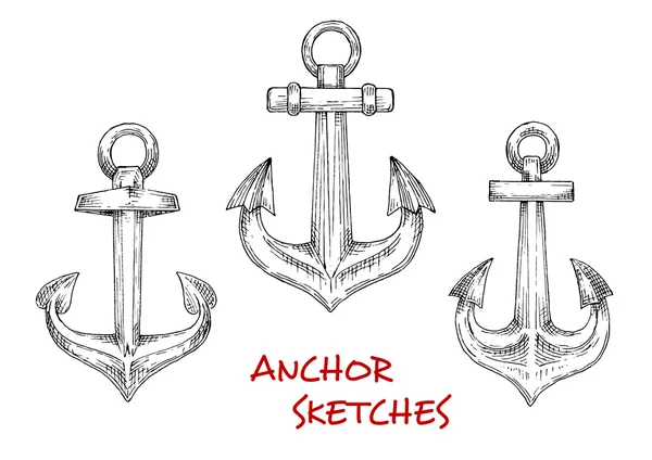 Vintage heraldic nautical anchors sketches — ストックベクタ
