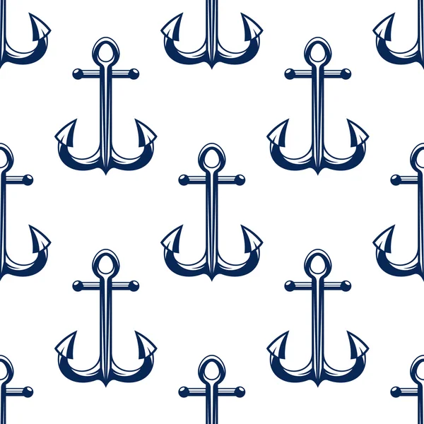 Blue retro ship anchors seamless pattern — 图库矢量图片
