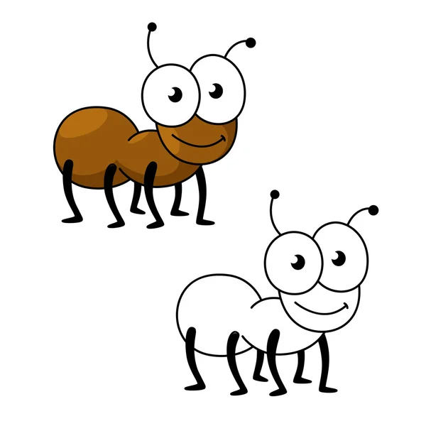 Cartoon brown worker ant insect — Stockvector