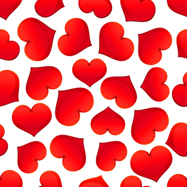 Red hearts pattern on white background — Stock Vector