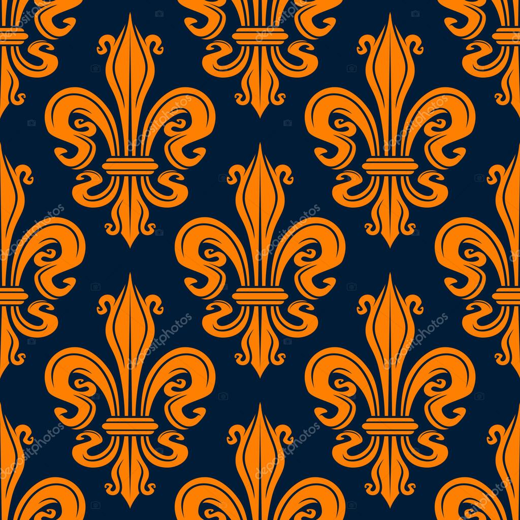 Vintage Seamless Orange Fleur De Lis Pattern Vector Image By C Seamartini Vector Stock