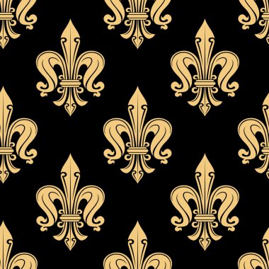 Vintage seamless golden fleur-de-lis pattern clipart