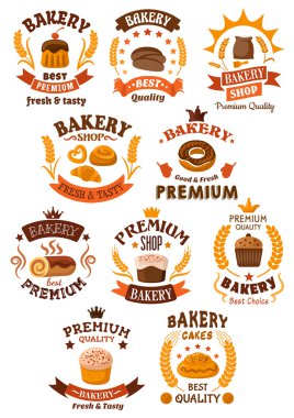 Bakery and pastry badges or emblems