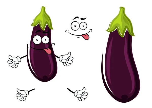Happy funky cartoon eggplant or aubergine — Stockvector