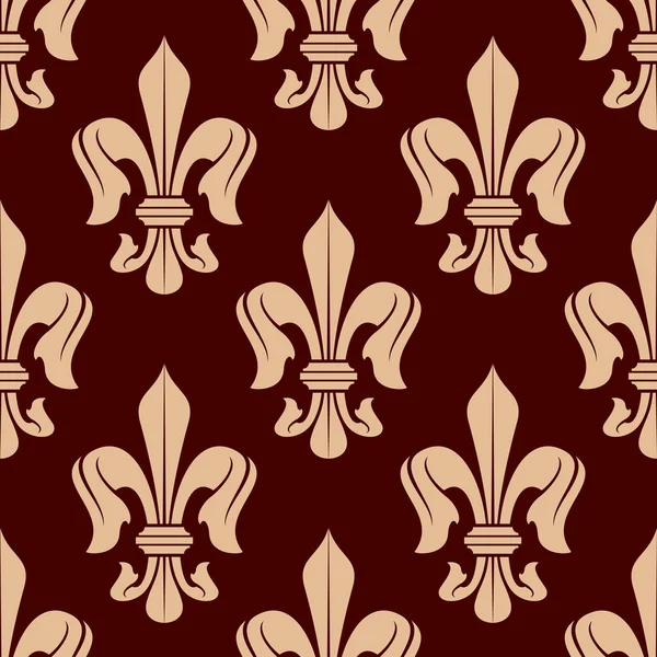 Brown and beige french lilies seamless pattern — 스톡 벡터