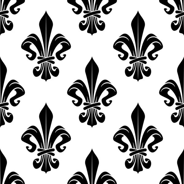 Black and white royal fleur-de-lis pattern — Stok Vektör