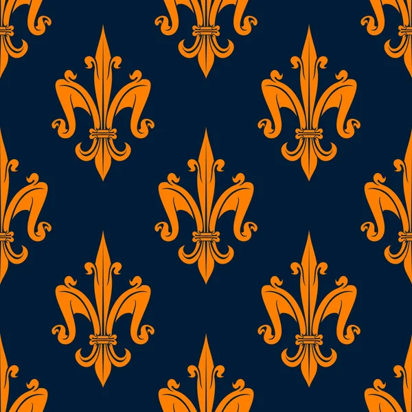 Orange fleur-de-lis floral seamless pattern — Διανυσματικό Αρχείο