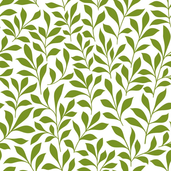Зеленые веточки с бесшовным рисунком листьев — стоковый вектор