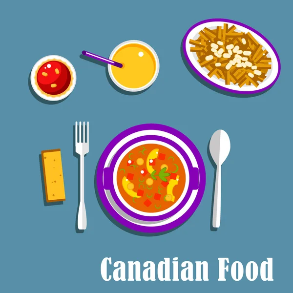 Canadian cuisine dinner dishes and drinks — стоковий вектор