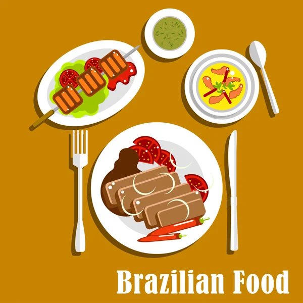 Cozinha brasileira jantares e lanches —  Vetores de Stock