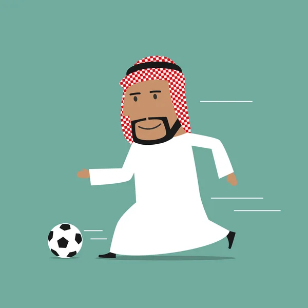 Arabian businessman running with soccer ball — Stockový vektor