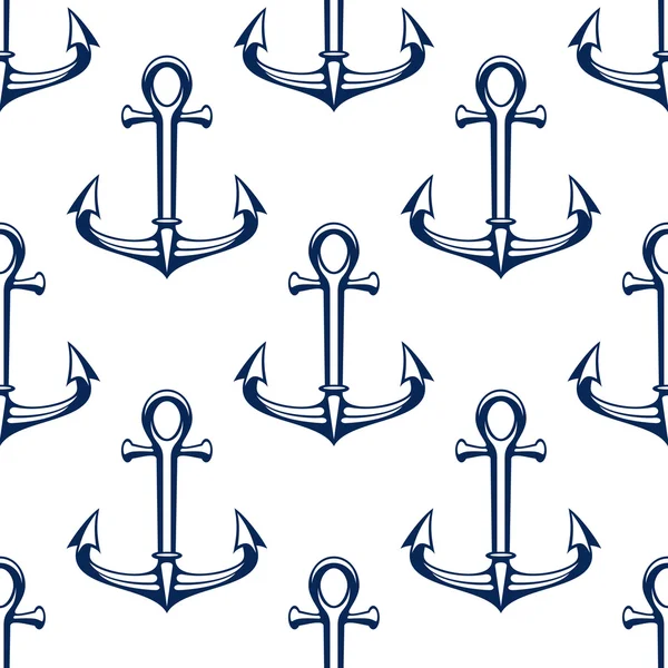 Seamless marine pattern with blue ship anchors — Stock vektor