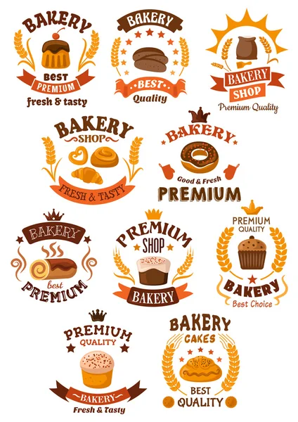Пекарные и кондитерские значки или эмблемы — стоковый вектор