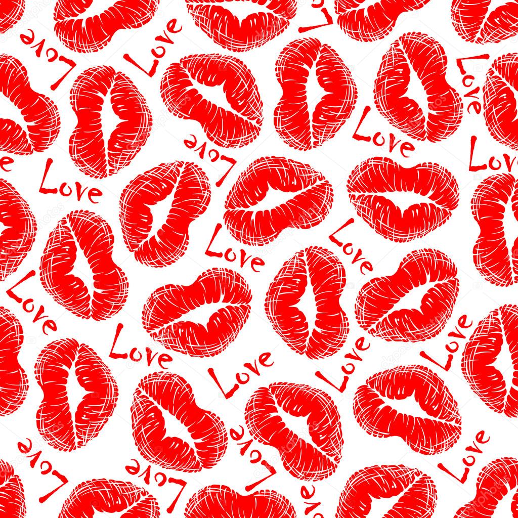 Lip prints and love seamless pattern