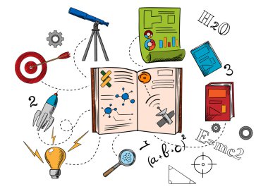 Astronomy and science colorful icons