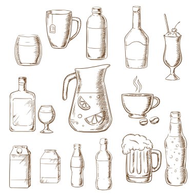 Assorted alcohol beverages, juice and drinks