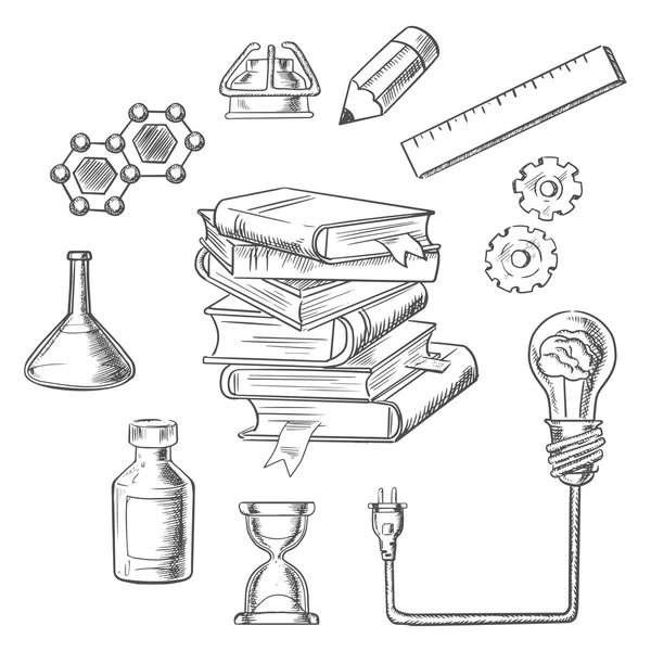 Knowledge and web education sketch icons — 图库矢量图片