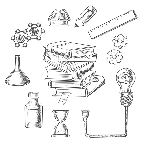 Ícones de esboço de conhecimento e educação na web —  Vetores de Stock
