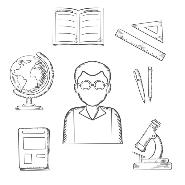 Education sketched design with school items — Stock vektor